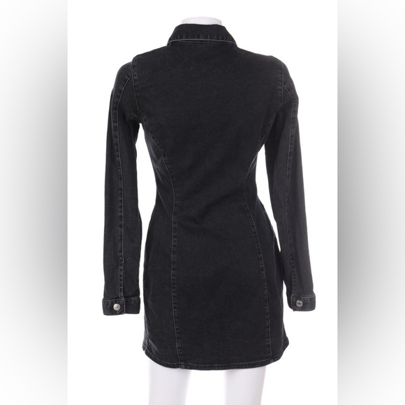 🖤 Zara Black Washed Denim Long Sleeve Button Down Dress 🗝️ - Picture 4 of 9